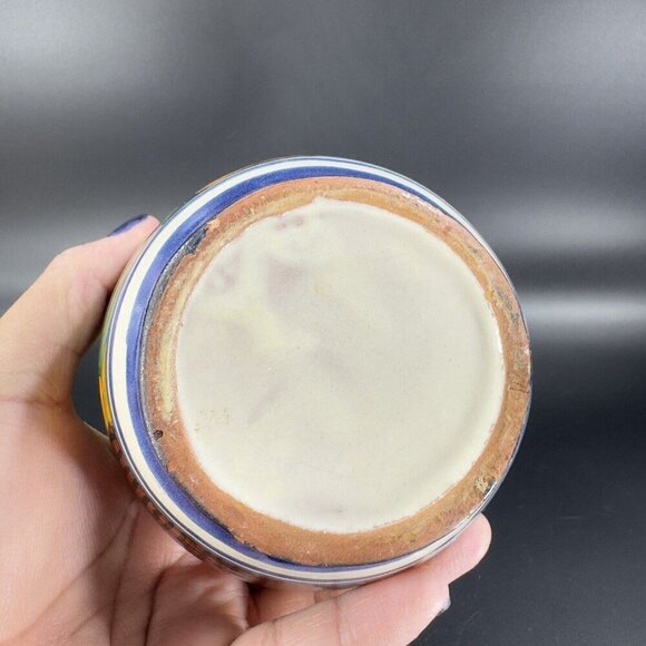 Mexico Art Pottery Talavera Pitcher Carafe Multicolor Frutal Decor Hand Made VTG - Picture 4 of 16